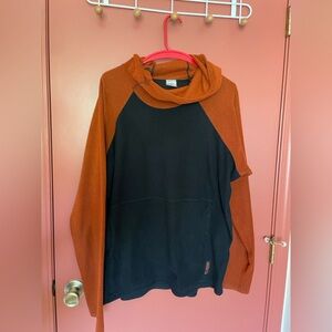 Melanzana Black and Burnt Orange Hooded Waffle Pullover